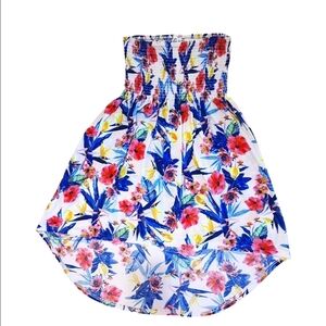 Ardene Floral Strapless Maxi Dress Flowy Assymetrical Hem Multicolor Medium